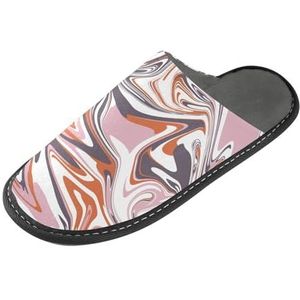 LI ZHI XIN Volwassen pluche pantoffels dames flanel warme huisschoenen met antislip heren indoor pantoffels met PVC-zool maat 4-11 artistieke graffitipatronen grijs wit rood, Meerkleurig, 4/5 UK
