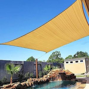 VSHENG Sunblock-schaduwdoek HDPE Schaduwnet UV Bescherming Scheurbestendig Privacyscherm Zonnedoek voor Achtertuin Pergola Portiek Dek Tuin Patio Outdoor Activiteiten (Color : Beige, Size : 5x5m)