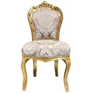 CasAmin Home & Living Accentstoel Franse eetkamerstoel in Louis XV-stijl in champagne goud kleur stoel barok rococo stijl met gouden afwerking voor woondecoratie in de eetkamer