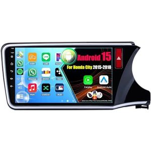 Android 15 Autoradio Voor Honda City 2015-2018 met Draadloze Carplay Android Auto, 9 Inch Autoscherm Soporta Bluetooth WIFI GPS FM/RDS(RHD,4Core(2+32GB))