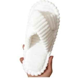 Bathroom slippers， Pluche Katoenen Pantoffels For Dames - Zachte Pantoffels For Binnen For Dames,House slippers(White,43 EU)