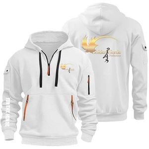 AHYAOFA Hoodies Voor Mannen Kwart Zip Trui voor The H.or.d.e Casual Lange Mouw Hoody Running Sweatshirt Meerdere Zakken Outdoor Jassen, wit-3, 18-20