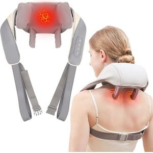 Fronnor Nekmassageapparaat met warmtefunctie, draadloos, draagbaar, nek- en schoudermassageapparaat, 2 modi, 2 niveaus, massageapparaat voor vrouwen en mannen, cadeau voor thuis, auto, kantoor