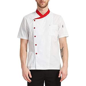 YWUANNMGAZ Unisex Chef Wear Western Restaurant Workwear Chef Coats Bakkerij Food Service Lange Mouw Keuken Chef Uniform (Kleur: 1, Maat: E (XXL))