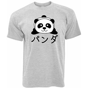 Cute T Shirt Japanese Baby Panda With Text China Baby Adorable Pets Kawaii Grey XXL
