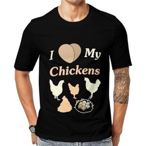 I Love My Chicken T-shirt met korte mouwen voor heren, ronde hals, print, casual T-shirt, tops, XL