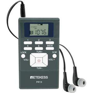 Retekess PR13 FM Radio Draagbare Mini Radio Stereo FM-Ontvanger met Hoofdtelefoon (zwart)