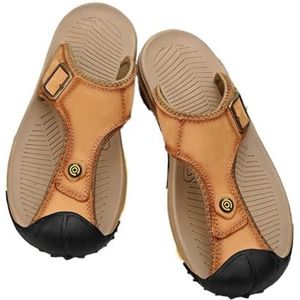 Dia's, Zomerse slippers for buiten, grote strandslippers, comfortabele sandalen for casual buitenkleding,voor dames en heren(Lightbrown,46 EU)