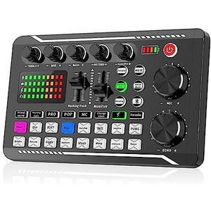 Geluidskaartset, Podcast Microfoon Geluidskaart Kit, Professionele Studio Condensator Mic & F998 Live Sound Mixer(Only Sound Card)