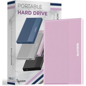 SUHSAI externe harde schijf met 120GB HDD-gegevensopslag - geheugenuitbreiding 2,5 inch USB 3.0 draagbare harde schijf compatibel met Mac, desktop, pc, laptop, PS4, PS5, gameconsole (roze)