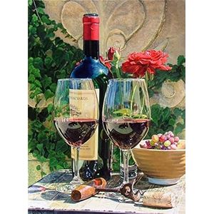 Meecaa Schilderen op nummers rode wijn druif roos kit voor volwassenen beginners doe-het-zelf olieverfschilderij 40,6 x 50,8 cm (wijn, ingelijst)