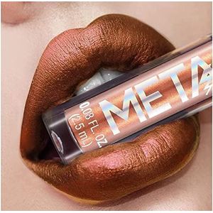 INTEROOKIE Metallic vloeibare lippenstift lipkleur non-stick cup lipglazuur kleur make-up, parel schoonheid make-up (LOVE BRONZE)