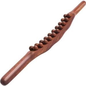 Gua Sha Houten stok met 20 houten kraalmassageapparaten voor lymfedrainage, spierontspanning en houten massagegereedschap voor nek-, rug-, buik-, benen-, arm- en dijmassage