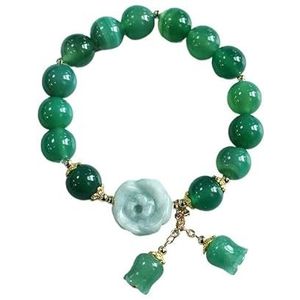 Chinese stijl kristalarmband vrouwelijke olifant veiligheidsbrief hanger vlinder hanger liefde hanger armband (Color : green)