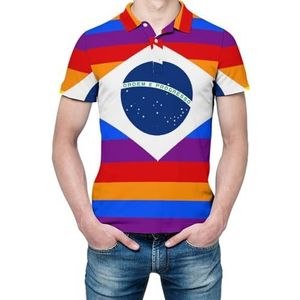 Braziliaanse homo-vlag heren shirt met korte mouwen golfshirts normale pasvorm tennis T-shirt casual business tops