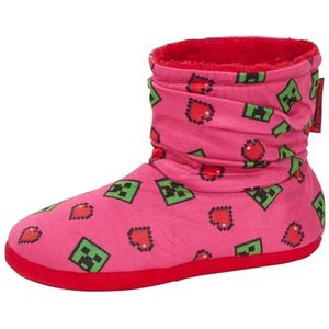 Minecraft Pantoffels voor meisjes voor kinderen, Slouch Creeper Gamer warme fleece pantoffels, roze, 31 EU