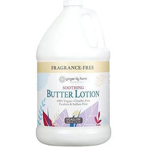 Ginger Lily Farms Botanicals Kalmerende boterlotion, 100% veganistisch, parabenen, sulfaat, fosfaat, gluten en dierproefvrij, 4,8 l, parfumvrij, 3,8 l
