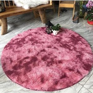 GE CHENG Vloerkleed, zacht tapijt, antislip, yogamat, slaapkamer, vloer, bank, shaggy zijdeachtig pluche tapijt, (roze paars, 100 x 100 cm)