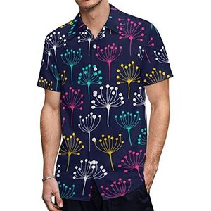 Vliegende bloem Hawaiiaanse shirts voor heren, casual overhemd met korte mouwen, knoopsluiting, vakantie, strandshirts, S