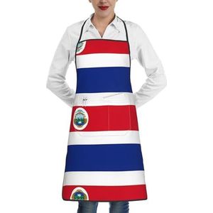 ZhaoYuGoods Kleurrijke regenboog zebra schorten met zakken voor vrouwen, stijlvolle kookschorten voor keuken tuinieren salon, ideale print schort, Costa Rica Vlag, Eén maat