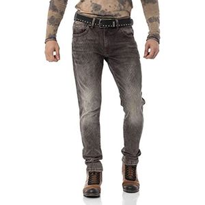 Cipo & Baxx Heren jeansbroek slim fit stretch denim broek, Cd811-bruin, 31W / 32L