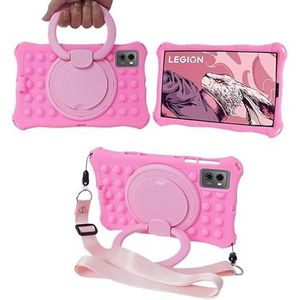 360 roterende siliconen hoes geschikt for Lenovo Legion Y700 2023 2022 8,8"" standaardhoes met handgreep schouderriem(Pink,For Y700 2023)