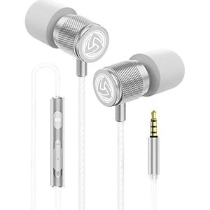 Ludos ULTRA bedrade oordopjes in-ear hoofdtelefoon, 5 jaar garantie, oortelefoons met microfoon en volumeregeling, geheugenschuim, versterkte kabel, geluidsisolerend, bas-compatibel met iPhone, iPad,