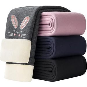 Adorel Thermische leggings voor meisjes, gevoerd katoen, borduurwerk, winter, warme broek, Donkergrijze enkel, 116-122