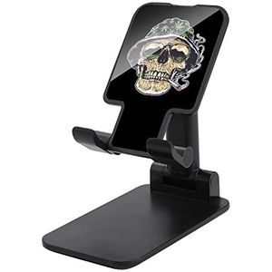 Rastaman Skull Art Opvouwbare mobiele telefoonhouder standaard voor bureau hoek in hoogte verstelbaar zwart-stijl