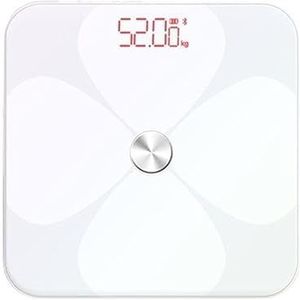 Slimme Weegschaal For Lichaamsvet Elektronische Badkamerweegschaal Vloer Digitale Weging Bmi-schaal ITO-coatingproces Gemakkelijk Te Gebruiken(White)