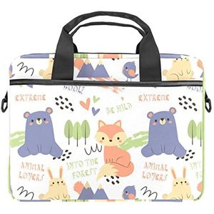 Leuke Herfst Dieren Patroon Laptop Schouder Messenger Bag Crossbody Aktetas Messenger Mouw voor 13 13.3 14.5 Inch Laptop Tablet Beschermen Tote Bag Case, Meerkleurig, 11x14.5x1.2in /28x36.8x3 cm