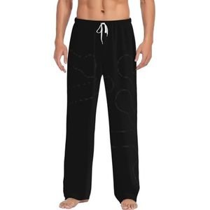MBCbjg Kickboks-print heren broek pyjamabroek, zachte slaapbroek met zakken, lichtgewicht loungewear pyjama voor comfortabele slaap en lounge, Wit, S
