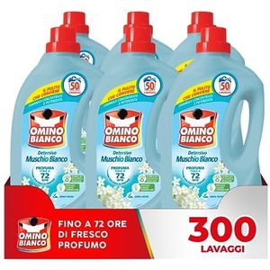 Omino Bianco - Vloeibaar wasmiddel, 300 wasbeurten, respecteert kleuren en stoffen, frisse geur met witte muskusessence, 2000 ml x 6 verpakkingen