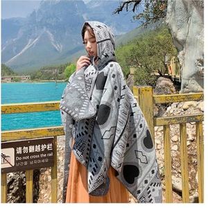 Winter Poncho Imitatie Kasjmier Elegante Vrouwen Sjaal Winter Hooded Poncho Warm Vrouwelijke Dikke Wrap Deken Sjaals (BLACK_ONE Size)