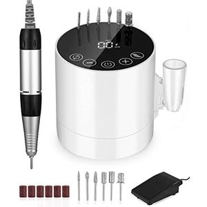Nagelknipper, Elektrische nagelvijl voor gelnagels, Nagelknipper, Elektrische nagelknipper voor gelnagels 35000 u/min, Manicure pedicure set met LCD display/touch screen knoppen/voetpedaal/ 6 stuks