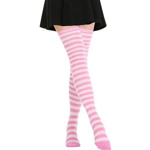 DRESHOW Dames Extra lang Casue Dames Kniekousen Overkniekousen Lange Gestreepte Sokken Thigh High Sokken Sportsokken