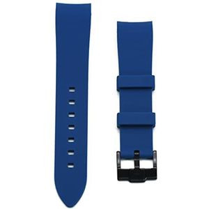 Gebogen einde 20mm 22mm rubberen horlogeband waterdichte siliconen horlogebanden zilver/zwarte gesp pasvorm for omega merk horloges band (Color : Blue Black clasp, Size : 22mm)