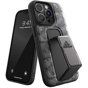 Adidas Case Ontworpen voor de iPhone 14 Pro met telefoongreep | Valbescherming & polsband | Draadloze oplaadfunctie | 6,1 inch Black Sports Camo Design | Sports Mobiele Telefoon Beschermhoes