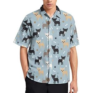 Grappige chihuahua honden Hawaiiaanse shirt voor mannen zomer strand casual korte mouw button down shirts met zak