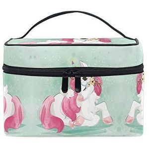 Groen roze eenhoorn konijntjes cosmetische tas organizer rits make-up tassen zakje toilettas voor meisjes vrouwen