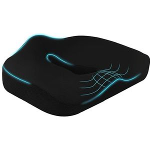 HOMCOM Orthopedisch zitkussen, ergonomisch zitkussen van traagschuim, stuitbeenkussen voor ischias, bureaustoel, autostoel enz., zwart