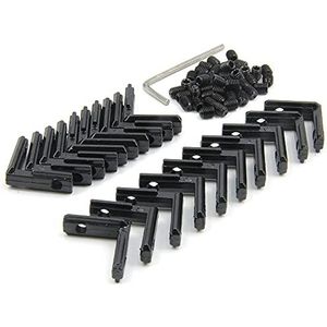 Befenybay 20 STKS zwarte T-sleuf L-vorm 90 graden binnen-hoekverbindingsbeugel met schroeven voor 6 mm T-sleuf aluminium extrusieprofiel sleuf uit de serie 2020