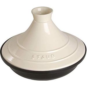 STAUB Tajineschaal van Gietijze - Deksel van Keramie - Ø 20 C - Crèmekleurig