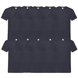 Fruit of the Loom T-shirt, met V-hals, in verschillende maten en kleuren, 10 stuks, 10 stuks, blauw (deep navy), XXL