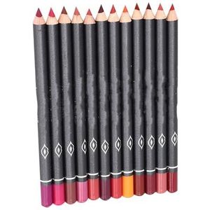 12 kleuren Lipstick Lipliner, Waterproof Matte Lip Liner Pencil, Smooth Lip Makeup Cosmetische Pen Set