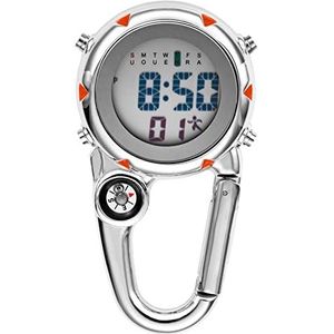 DITUDO Pocket Horloge Clip-on Karabijnhaak Pocket Horloge Verpleegkundige Horloge Multifunctionele Kompas Flesopener Sport Klok Verpleegster Horloge, Digitaal Oranje