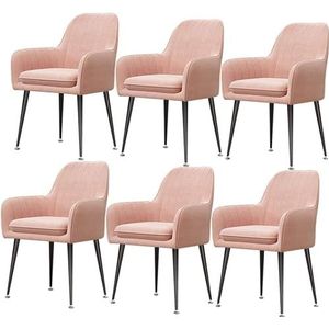GEIRONV Fluwelen zitting eetkamerstoelen set van 6, for restaurant vergaderzaal stoelen met rugleuning en gewatteerde zitting keukenstoelen metalen poten fauteuil Eetstoelen (Color : Pink, Size : Bl
