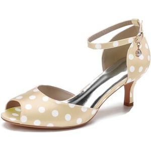 SYDZSW Stippen Naald Bruidsschoenen Hoge Hakken Satijn Sandaal Bride 35-43, Champagne, 43 EU
