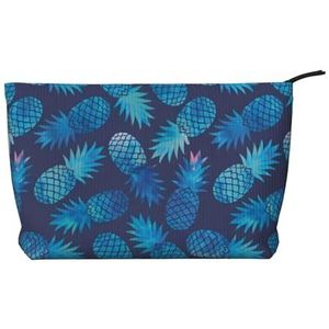 CRJSYCBYB Blauwe Ananas Gedrukte Corduroy Make-uptas Reistoilettas Draagbare Kosmetische Tas Clutch Bag, Zwart, Eén maat