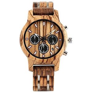WRVCSS Horloge chronograaf kalender dameshorloge met houten armband horloge met houten armband horloge met vouwsluiting dameshorloge cadeau horloge, dameshorloge, Armband